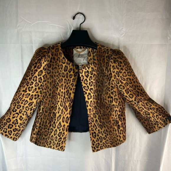 Milly Jackets & Blazers - Milly Womens Blazer Jacket Beige Leopard Print Vel